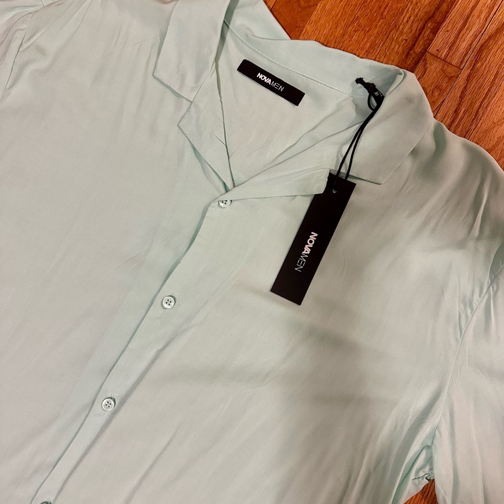 Fashion Nova Mint Green Men's Casual Shirt